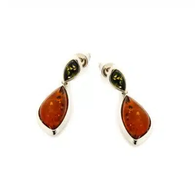 Boucles d’oreilles ambre bicolore