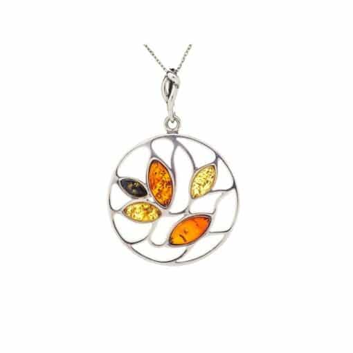 Grand pendentif ambre multicolore