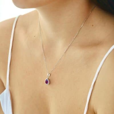 Pendentif améthyste et oxyde de zirconium