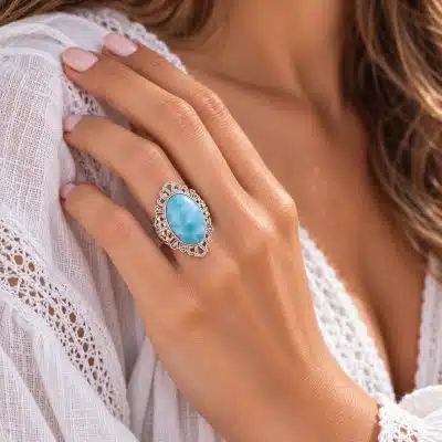 Bague larimar - Esmeralda