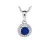 Pendentif lapis-lazuli rond, oxydes, argent rhodié