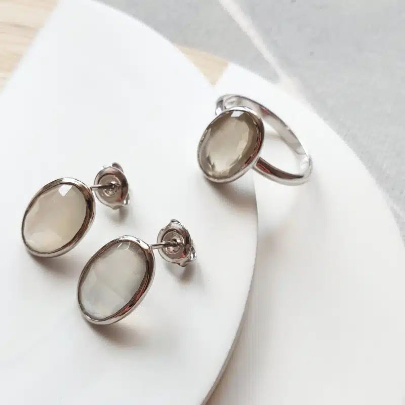 Clous d'oreilles pierre de lune – Image 2