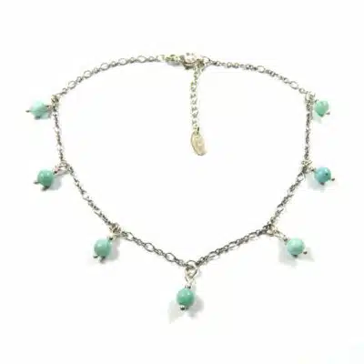 Chaîne de cheville larimar et argent