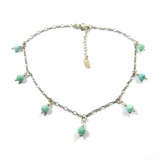 Chaîne de cheville larimar et argent