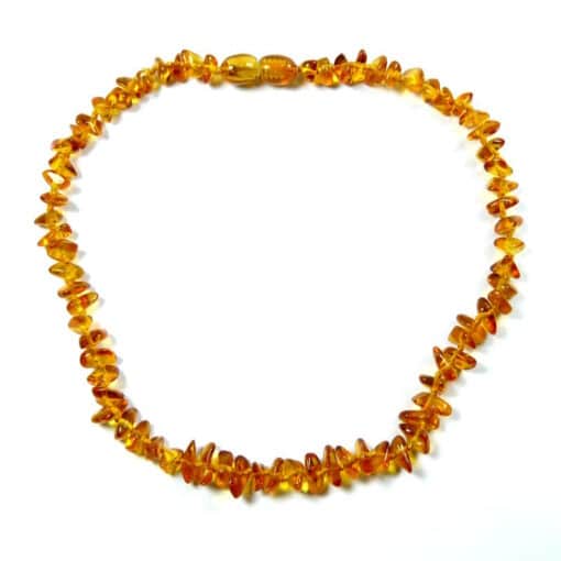 Collier enfant en ambre baroque cognac