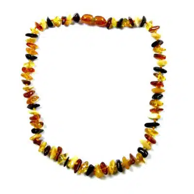 Collier enfant en ambre baroque multicolore