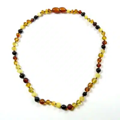 Collier enfant en ambre multicolore