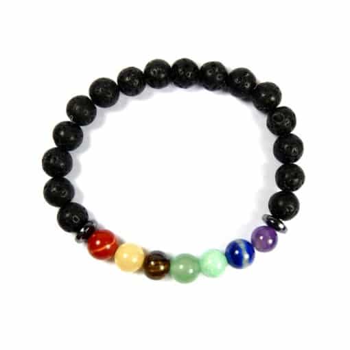 Bracelet 7 chakras, pierre de lave 8 mm – Image 2