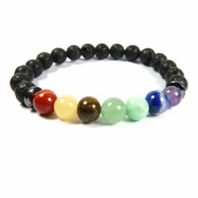 Bracelet 7 chakras, pierre de lave 8 mm
