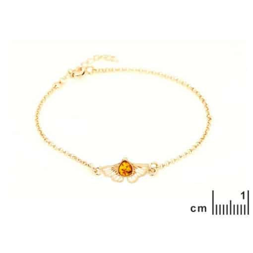 Bracelet ambre argent doré ginkgo – Image 2