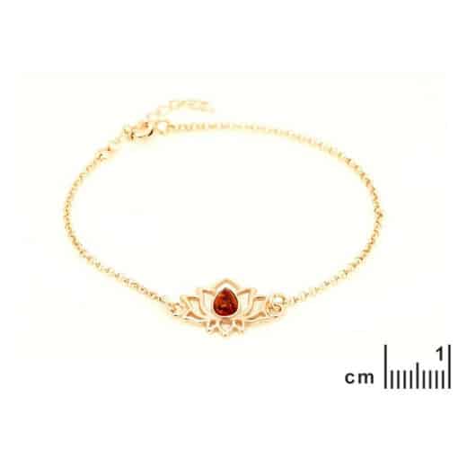 Bracelet ambre argent doré lotus – Image 2