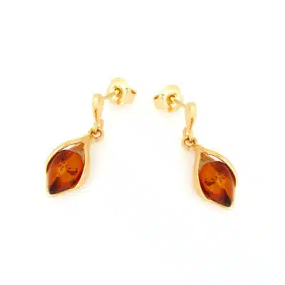 Boucles d'oreilles ambre argent doré