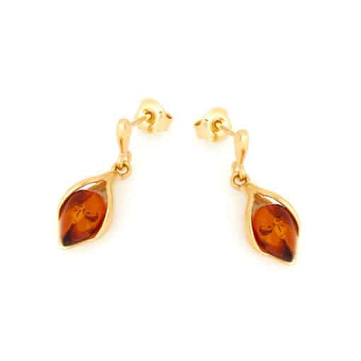 Boucles d'oreilles ambre argent doré