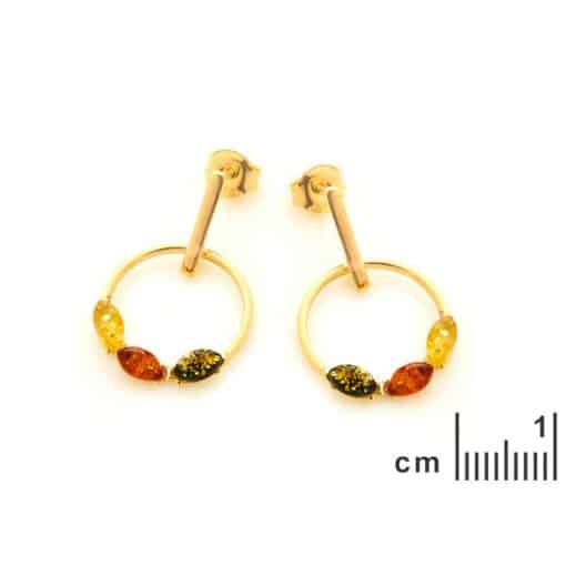 Boucles d'oreilles ambre multicolore argent doré – Image 2