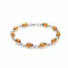Bracelet ambre cognac goutte argent rhodié