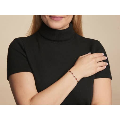 Bracelet ambre cognac goutte argent rhodié – Image 2
