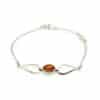 Bracelet ambre cognac ovale argent rhodié