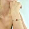 Bracelet ambre cognac ovale argent rhodié – Image 2