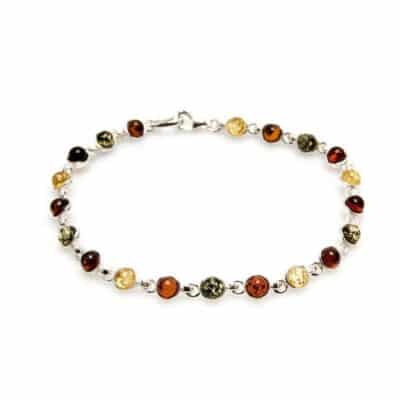 Bracelet ambre multicolore argent rhodié