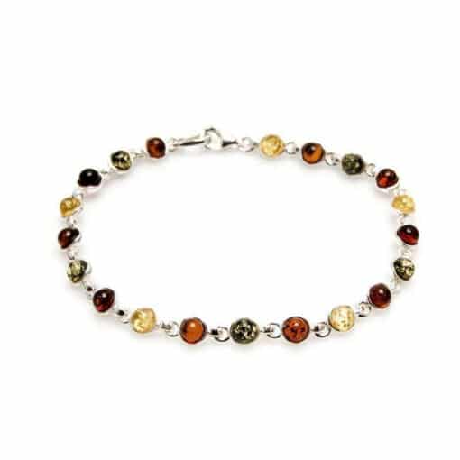 Bracelet ambre multicolore argent rhodié
