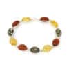 Bracelet ambre multicolore ovale argent rhodié