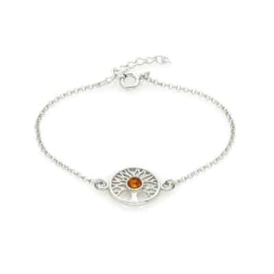 Bracelet arbre de vie ambre et argent rhodié