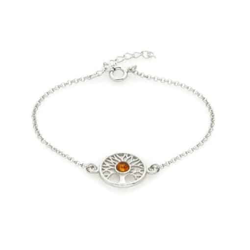 Bracelet arbre de vie ambre et argent rhodié