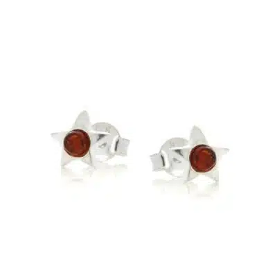 Clous d'oreilles étoile ambre argent rhodié