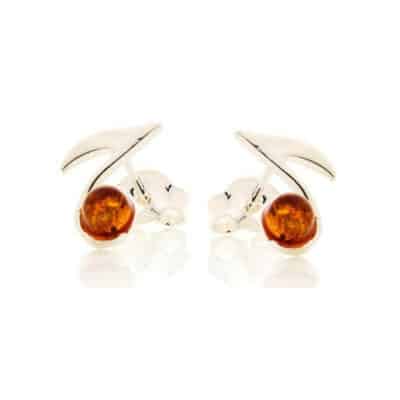 Clous d'oreilles note de musique ambre argent rhodié