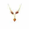 Collier ambre cognac argent doré