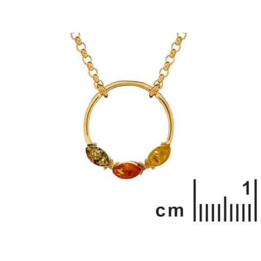 Collier ambre multicolore argent doré – Image 2