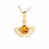 Pendentif ambre argent doré ginkgo