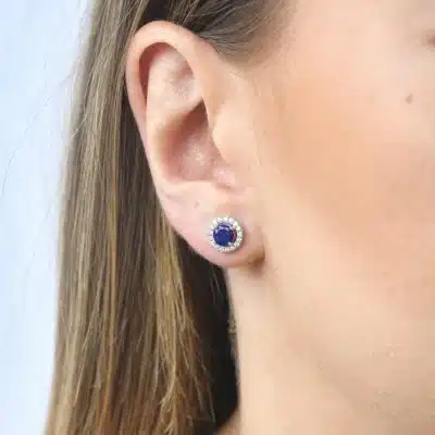 Boucles d'oreilles lapis-lazuli, oxydes, argent rhodié