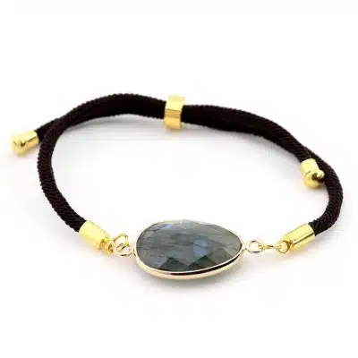 Bracelet labradorite facettée, cordon ajustable