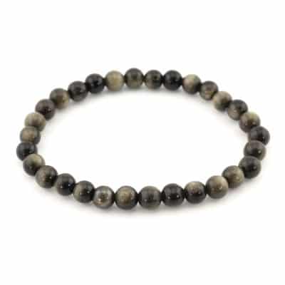Bracelet obsidienne dorée 6 mm