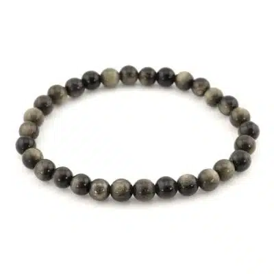 Bracelet obsidienne dorée 6 mm