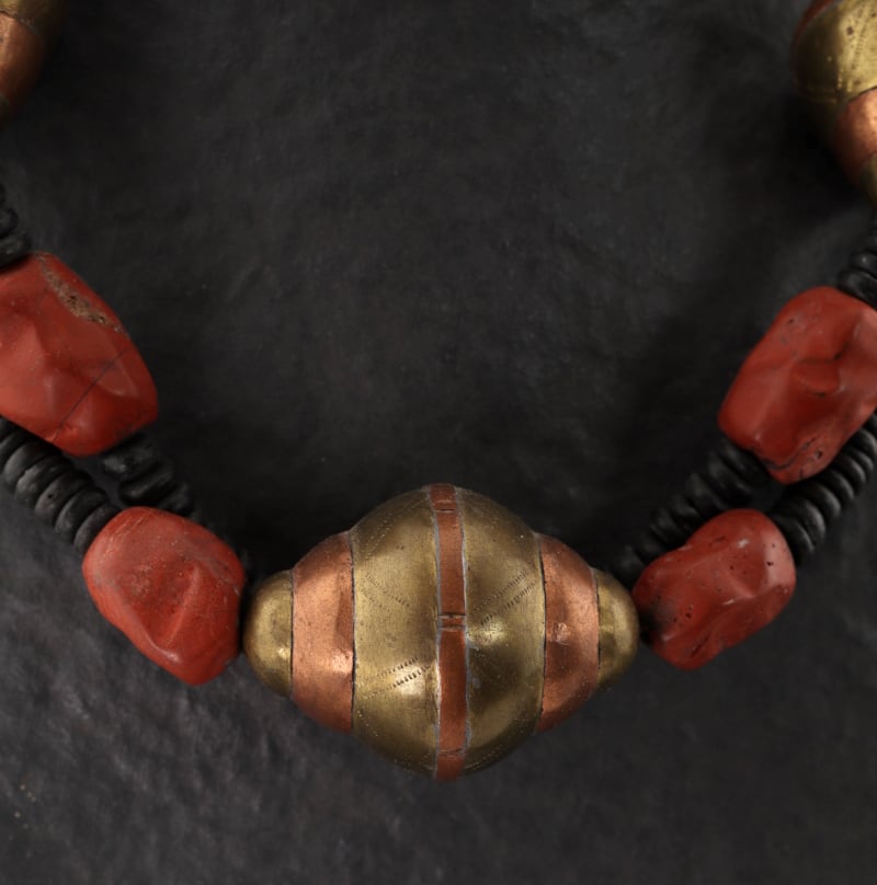 Collier création jaspe rouge, cuivre, bois – Image 2