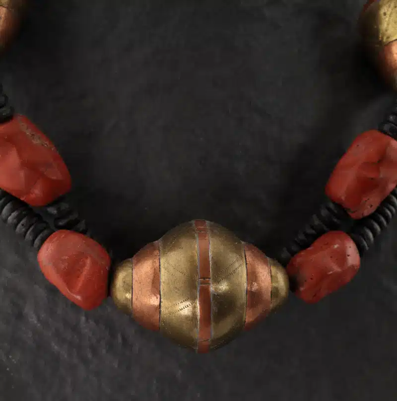 Collier création jaspe rouge, cuivre, bois – Image 2